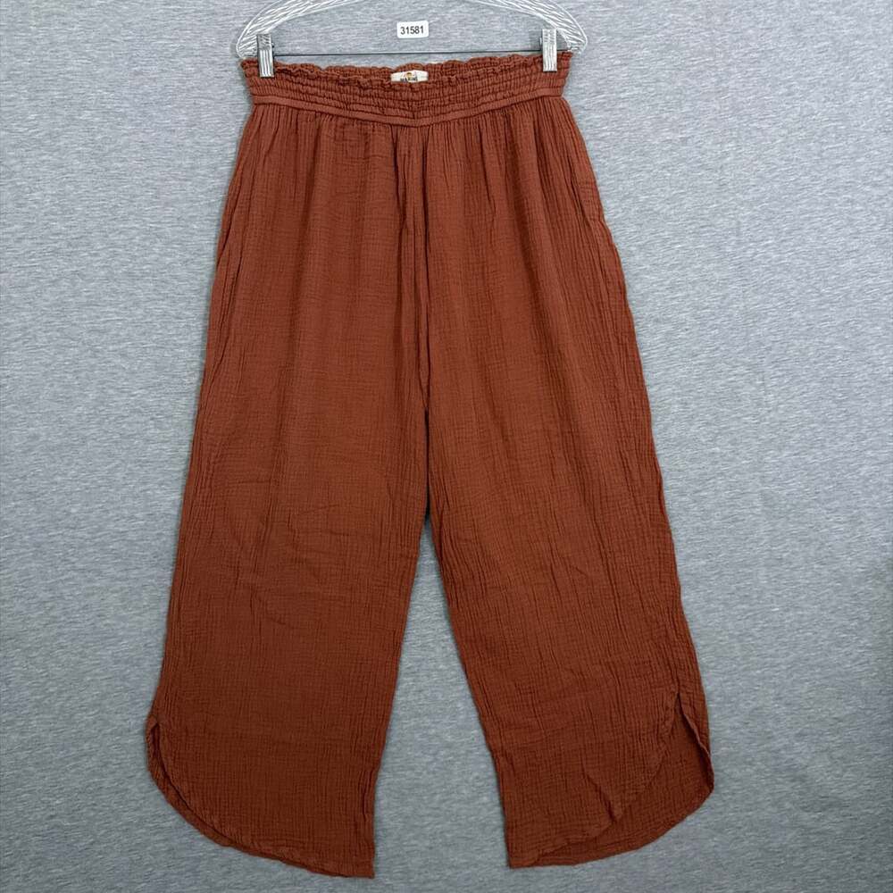 Marine Layer Womens Size XL Rust Terracotta Cotton Double Gauze Wide Leg Pant